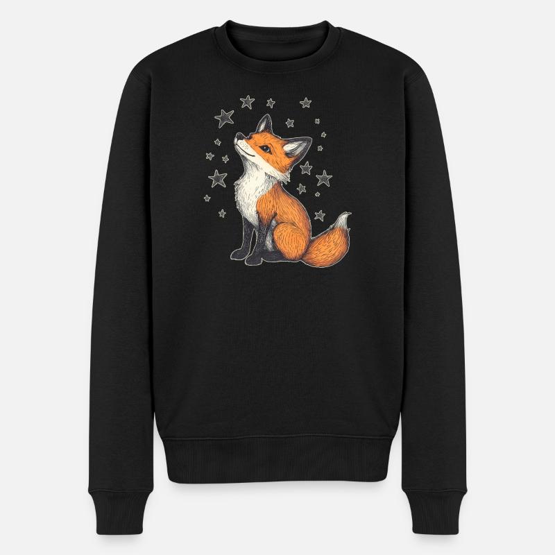 Fuchs und Sterne - Männer Premium Bio Pullover - Schwarz