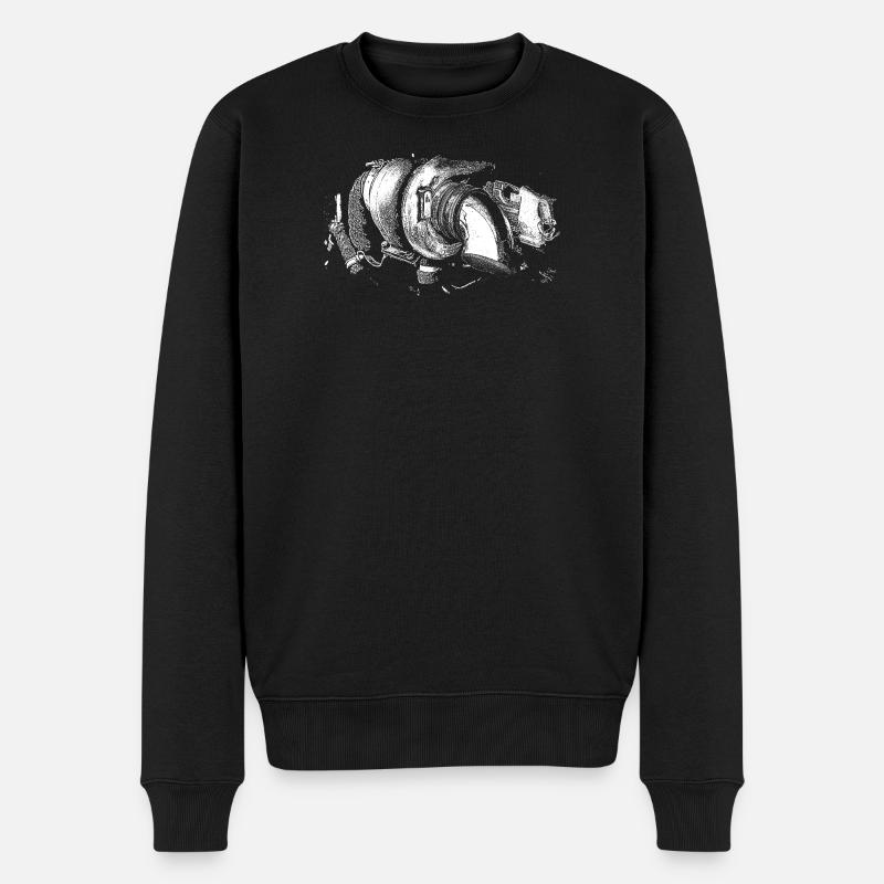 Monochrome Spiralgeometrie - Männer Premium Bio Pullover - Schwarz