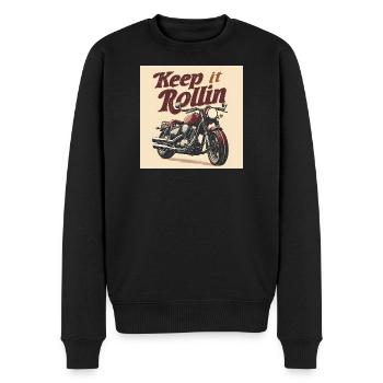 Keep it Rollin' – Minimalist Typography - Men's Premium Organic Jumper - black - Front - Nico (187cm)