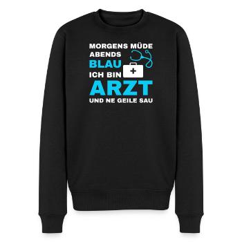 Facharzt Arzt Mediziner Doktor Geschenkidee Spruch - Männer Premium Bio Pullover - Schwarz - Vorne - Nico (187cm)