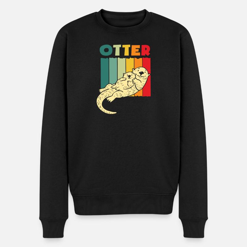 Retro Seeotter Cartoon - Männer Premium Bio Pullover - Schwarz