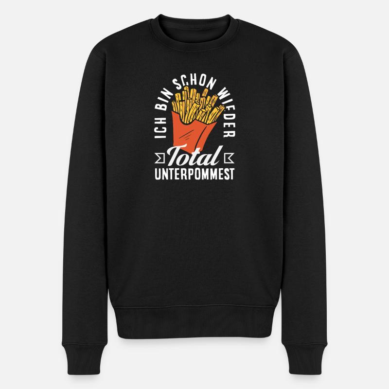 Schon wieder total unterpommest – Pommes Witz - Männer Premium Bio Pullover - Schwarz