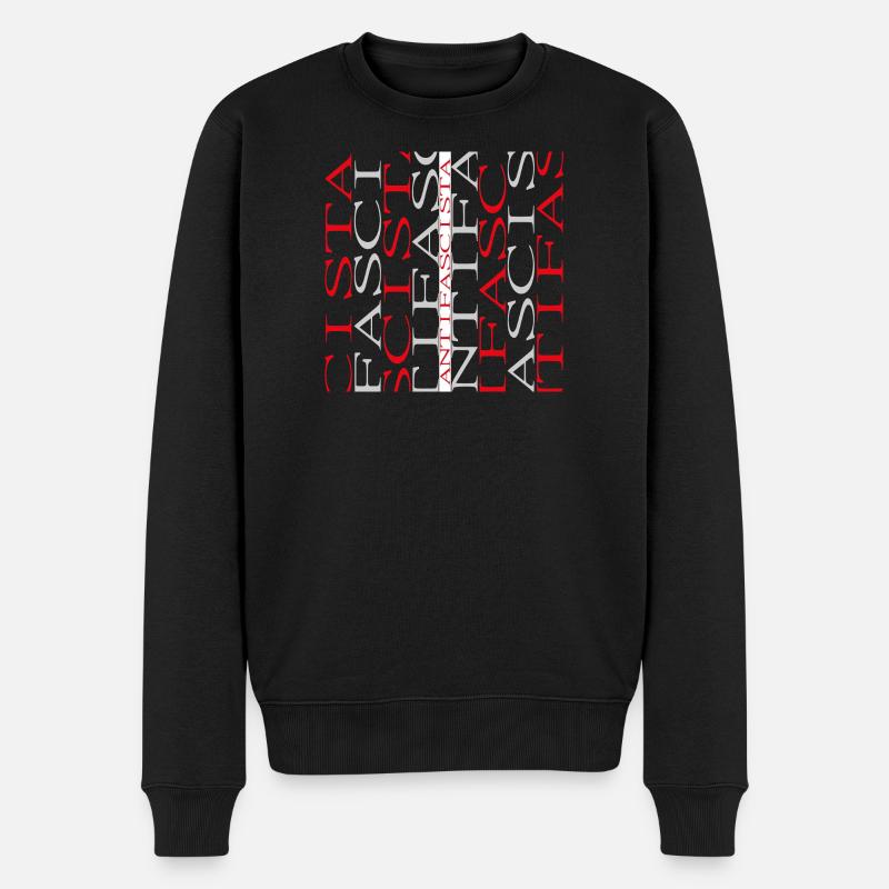Antifaschistische Typografie Kollage Antifascista - Männer Premium Bio Pullover - Schwarz
