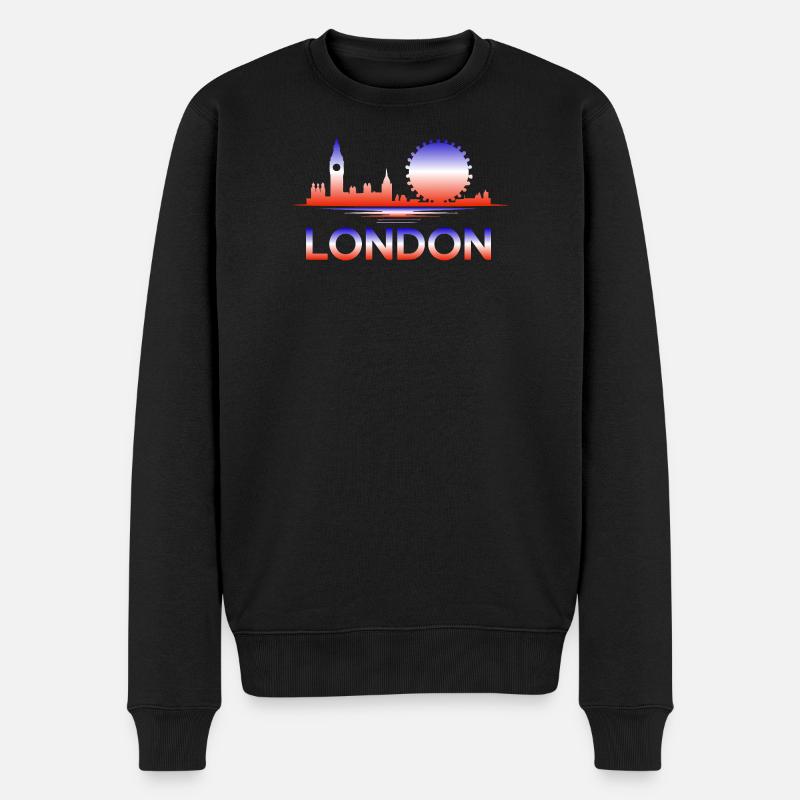 Farbverlauf der Londoner Skyline - Männer Premium Bio Pullover - Schwarz