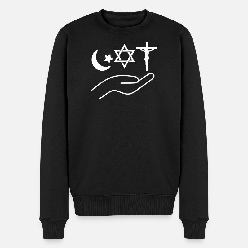 Frieden zwischen Allen Religionen der Welt - Männer Premium Bio Pullover - Schwarz