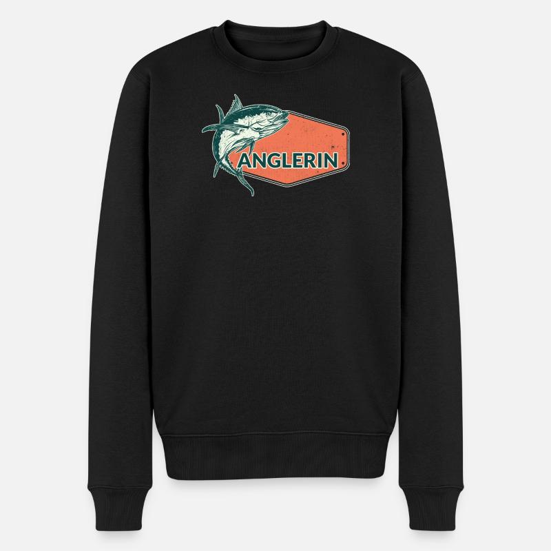 Anglerin Fish USA Design - Pull Premium bio Homme - noir