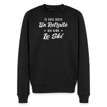 Pensionierter Skienthusiast - Männer Premium Bio Pullover - Schwarz - Vorne - Nico (187cm)