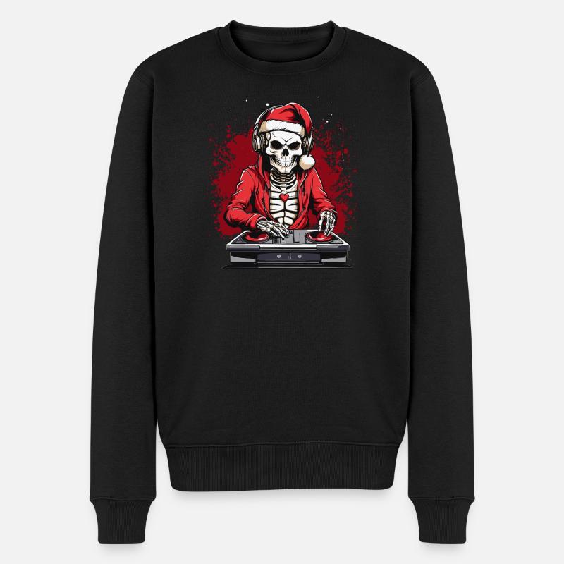 X-mas Skull-Dj  - Männer Premium Bio Pullover - Schwarz