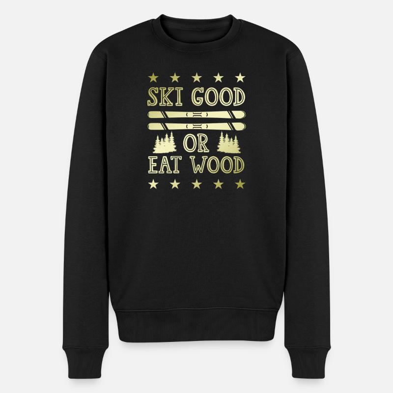 ski skiing - Männer Premium Bio Pullover - Schwarz