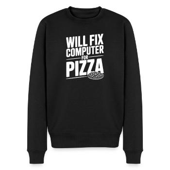 Wird den Computer für Pizza reparieren - Männer Premium Bio Pullover - Schwarz - Vorne - Nico (187cm)