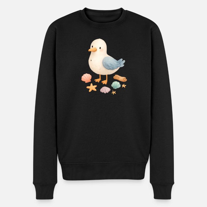 Möwe Strand Muscheln Maritim Küste - Männer Premium Bio Pullover - Schwarz