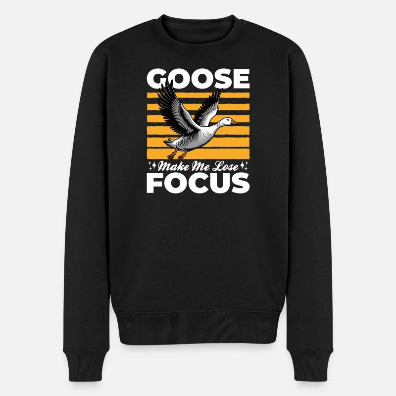 Funny Bird Goose - Männer Premium Bio Pullover - Schwarz