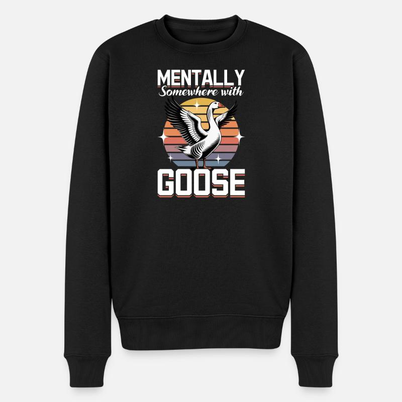 Funny Bird Goose - Männer Premium Bio Pullover - Schwarz