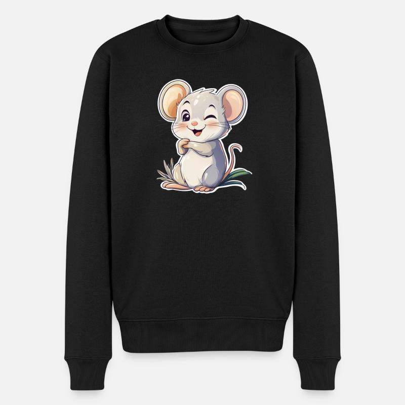 Maus - Männer Premium Bio Pullover - Schwarz