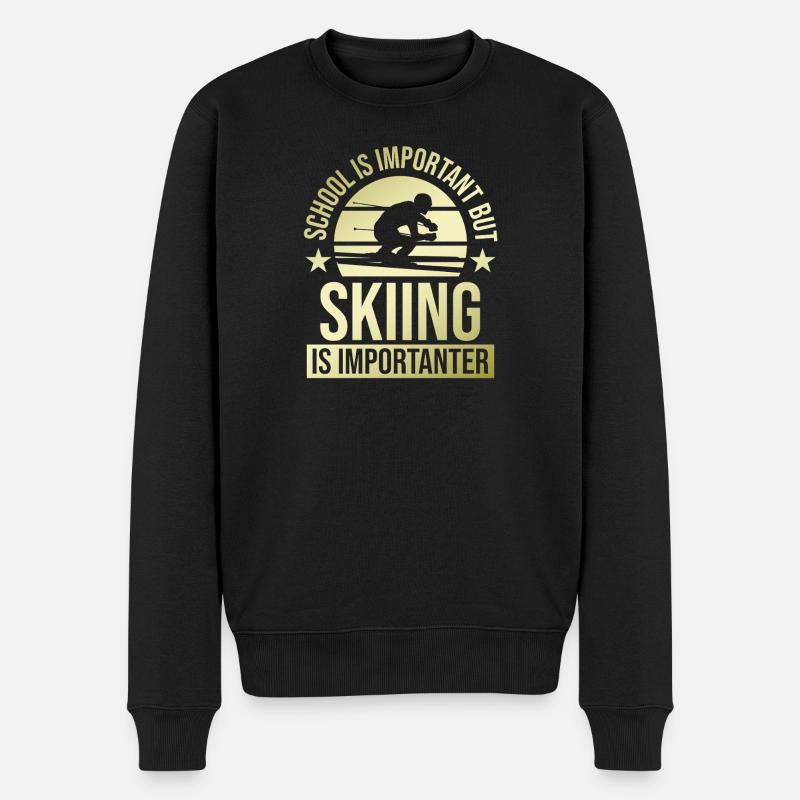 schule wichtig ski wichtiger - Männer Premium Bio Pullover - Schwarz