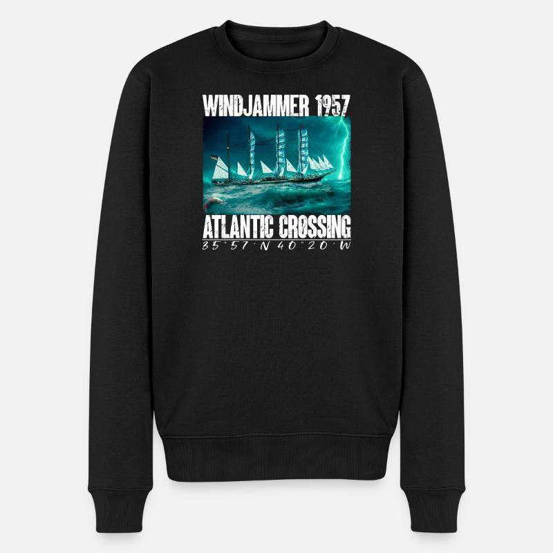 Windjammer 1957 - Atlantiküberquerung - Männer Premium Bio Pullover - Schwarz