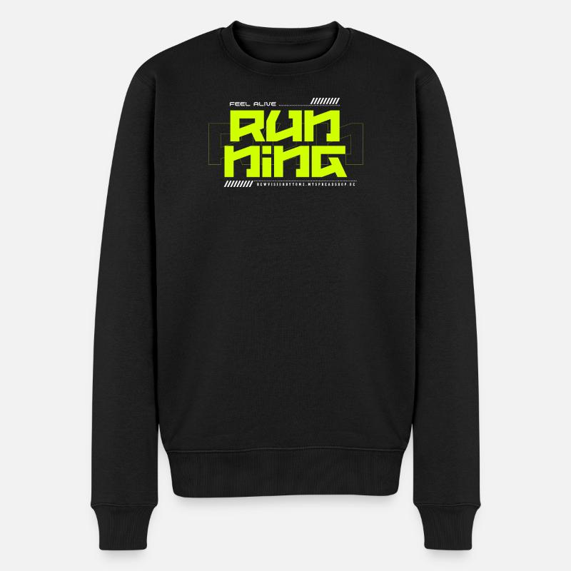 Feel Alive Running Neon - Männer Premium Bio Pullover - Schwarz