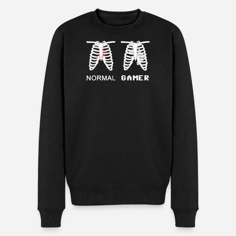 Gamer Anatomy Squelette 8bit - Pull Premium bio Homme - noir
