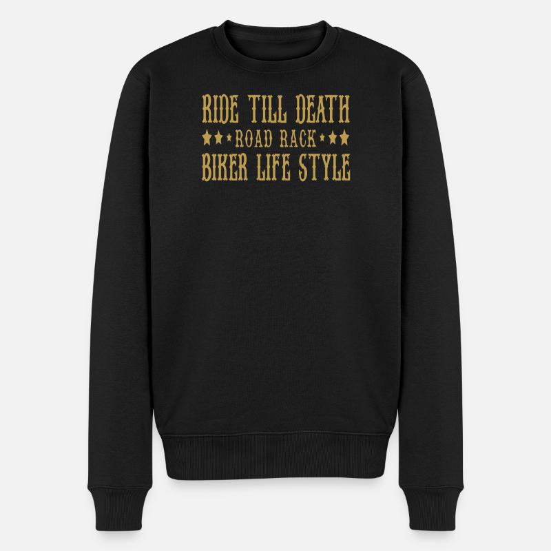 Ride till death Biker - Männer Premium Bio Pullover - Schwarz