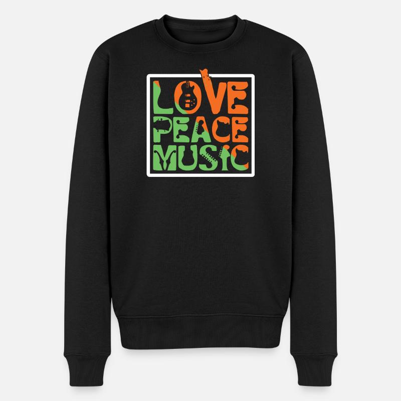 Love Peace Music - Männer Premium Bio Pullover - Schwarz