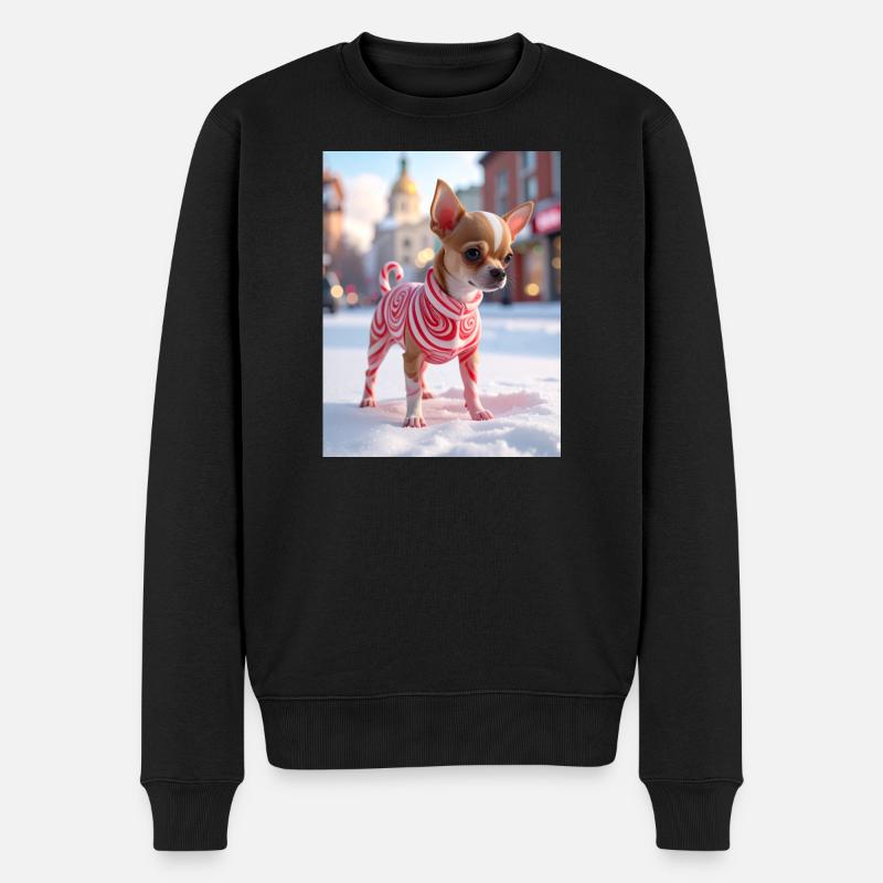 Chihuahua en pull tourbillon rouge - Pull Premium bio Homme - noir