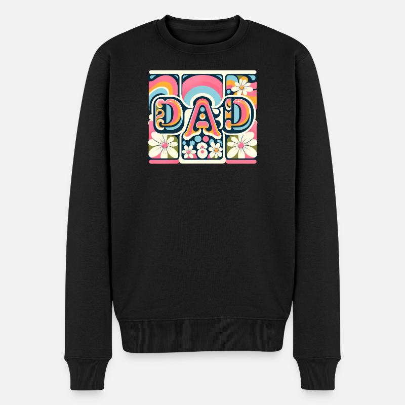 Flower Dad Blumen-Paneele - Männer Premium Bio Pullover - Schwarz