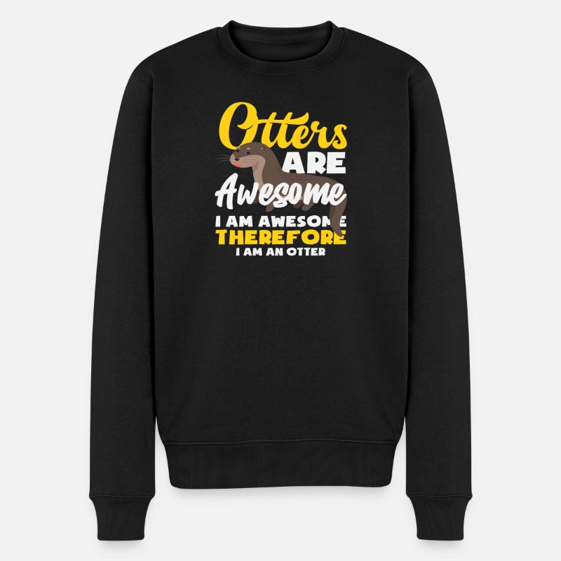 Otter Awesome Seeotter Cartoon - Männer Premium Bio Pullover - Schwarz