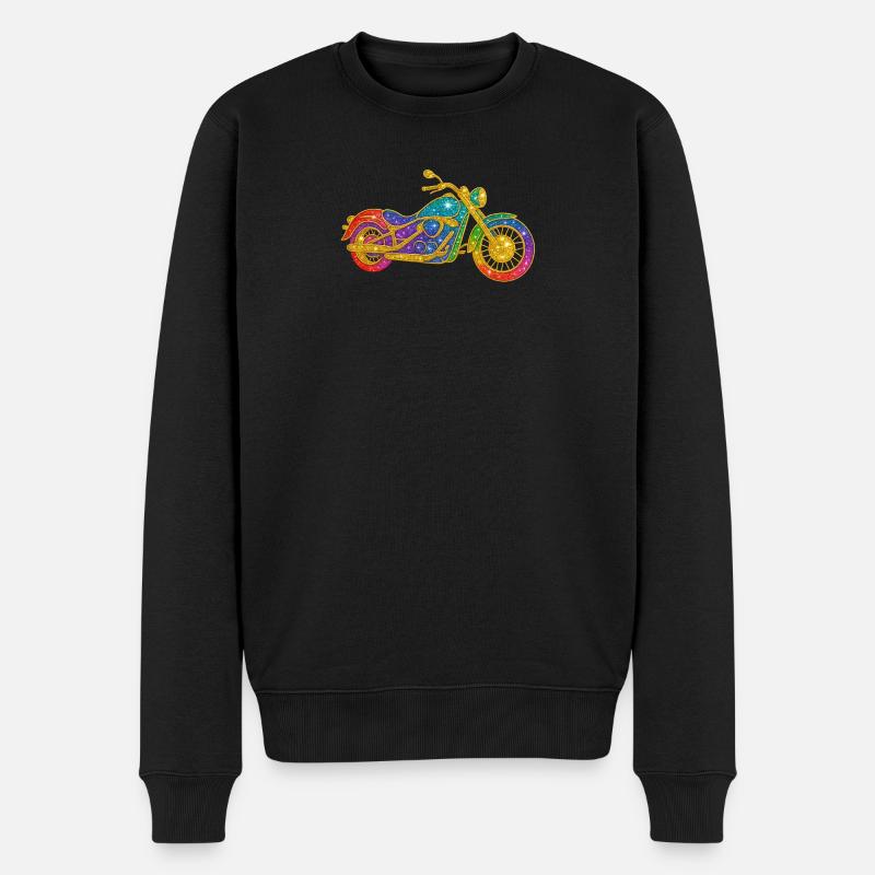 Glitzerndes Regenbogenmotorrad - Männer Premium Bio Pullover - Schwarz