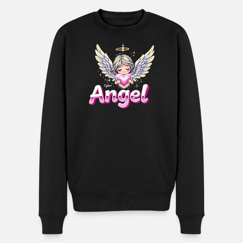 Y2K Retro – Cyber Angel - Männer Premium Bio Pullover - Schwarz