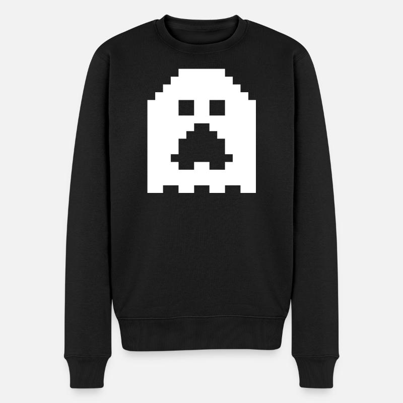 Ghost_Pixels_White - Männer Premium Bio Pullover - Schwarz