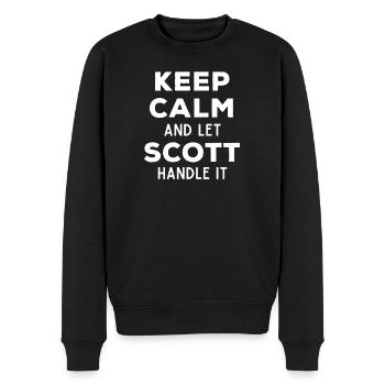 Keep Calm Lass Scott das regeln Lustiger Spruch - Männer Premium Bio Pullover - Schwarz - Vorne - Nico (187cm)