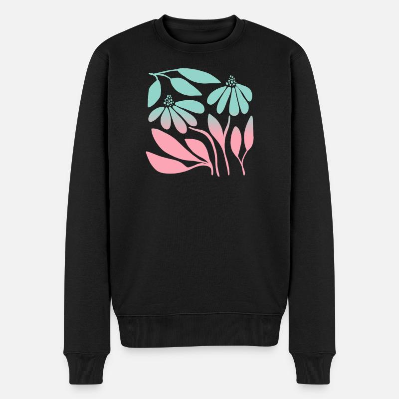 Marguerite in gradient green  - Männer Premium Bio Pullover - Schwarz