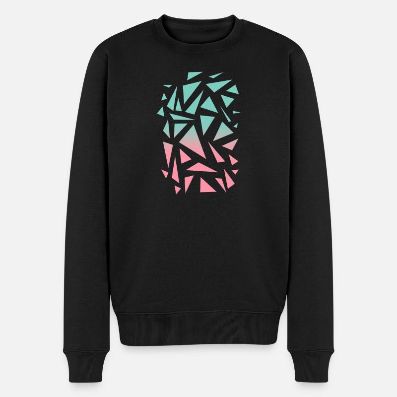 Dreieck Muster - türkis rosa - Männer Premium Bio Pullover - Schwarz