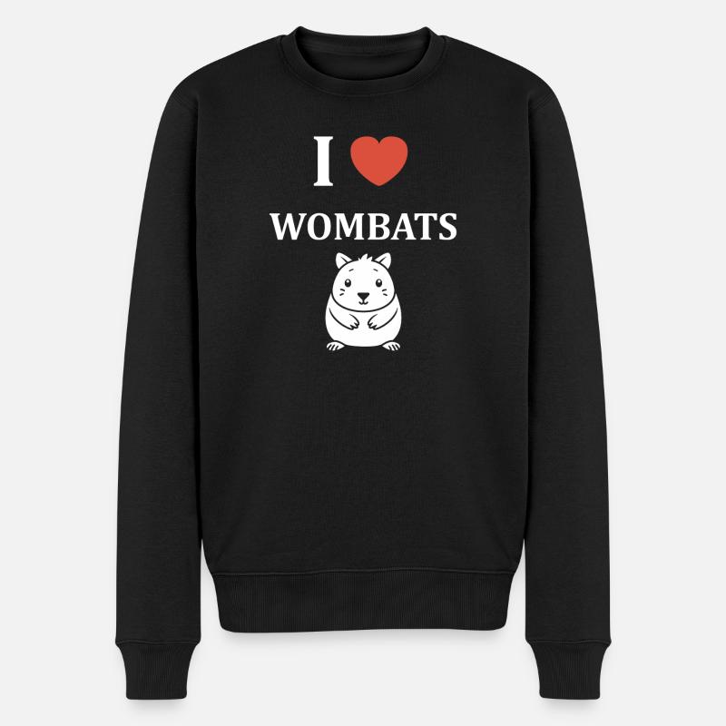 Ich liebe Wombats - Männer Premium Bio Pullover - Schwarz