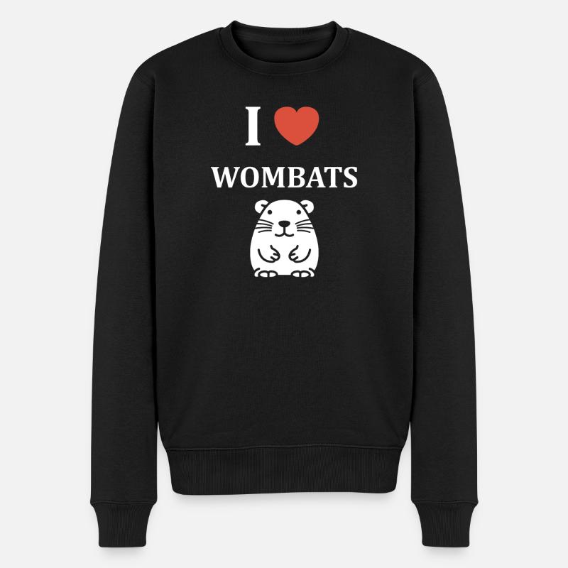 Ich liebe Wombats - Männer Premium Bio Pullover - Schwarz