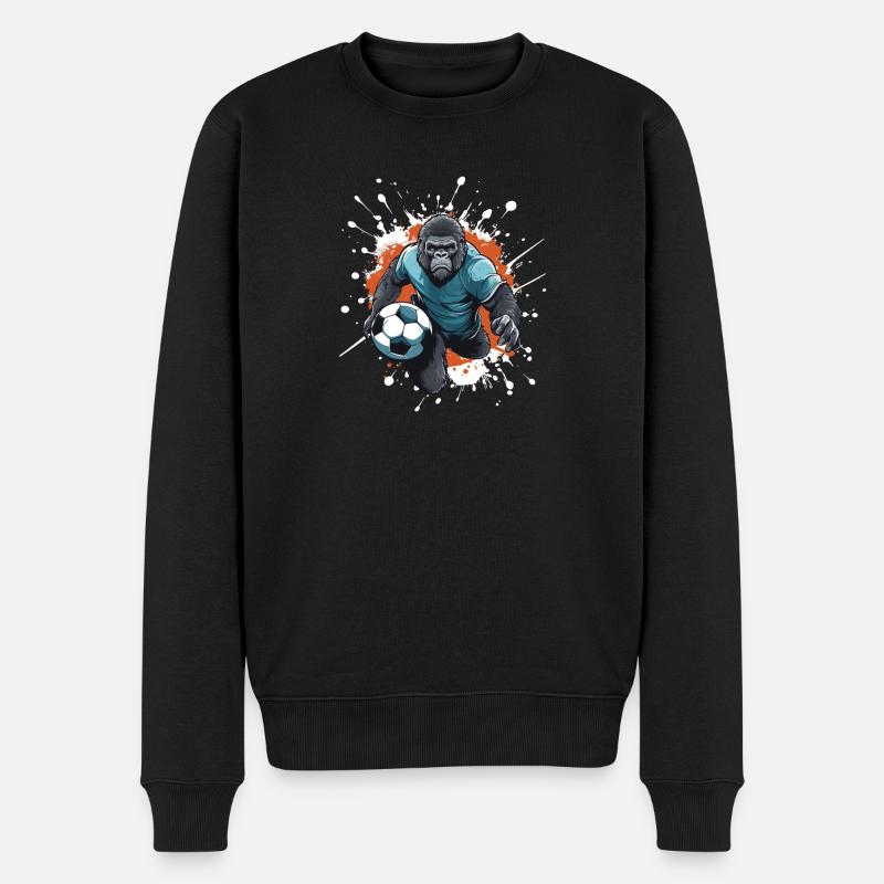 Gorilla Fussball Team - Männer Premium Bio Pullover - Schwarz