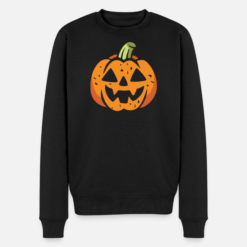 Lustiger Halloween Kürbis Gesicht - Männer Premium Bio Pullover - Schwarz