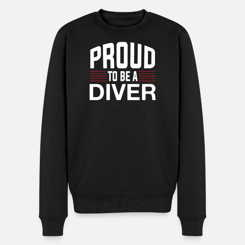 Proud Diver - Männer Premium Bio Pullover - Schwarz