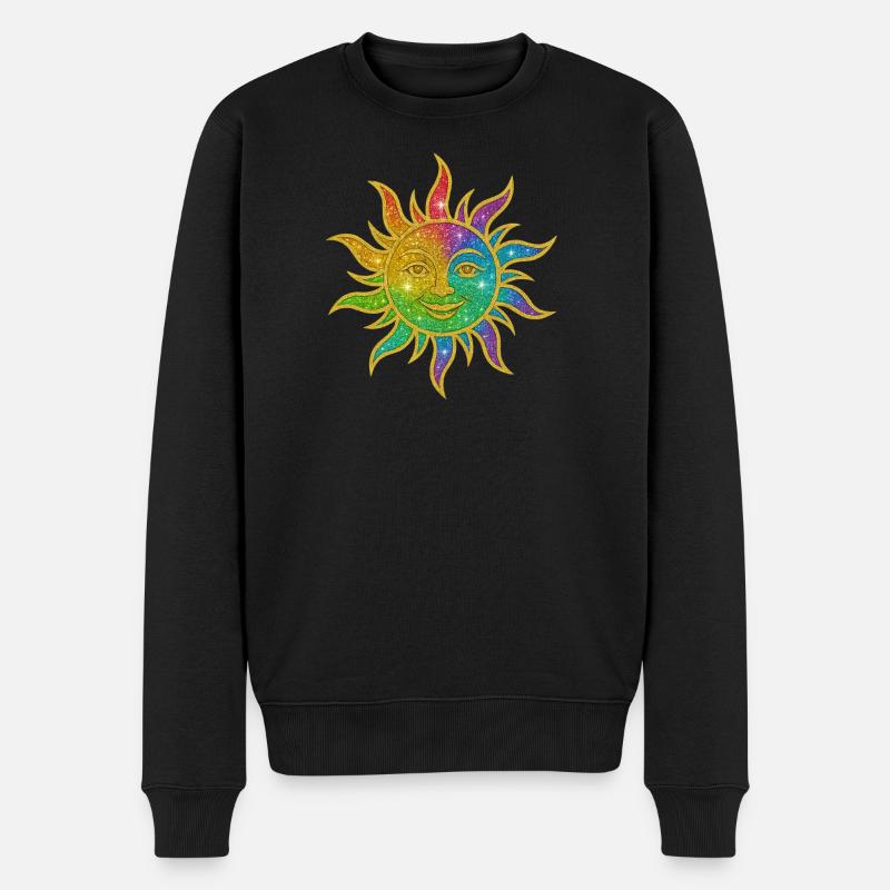 Arc-en-ciel Soleil Paillettes Étoile - Pull Premium bio Homme - noir