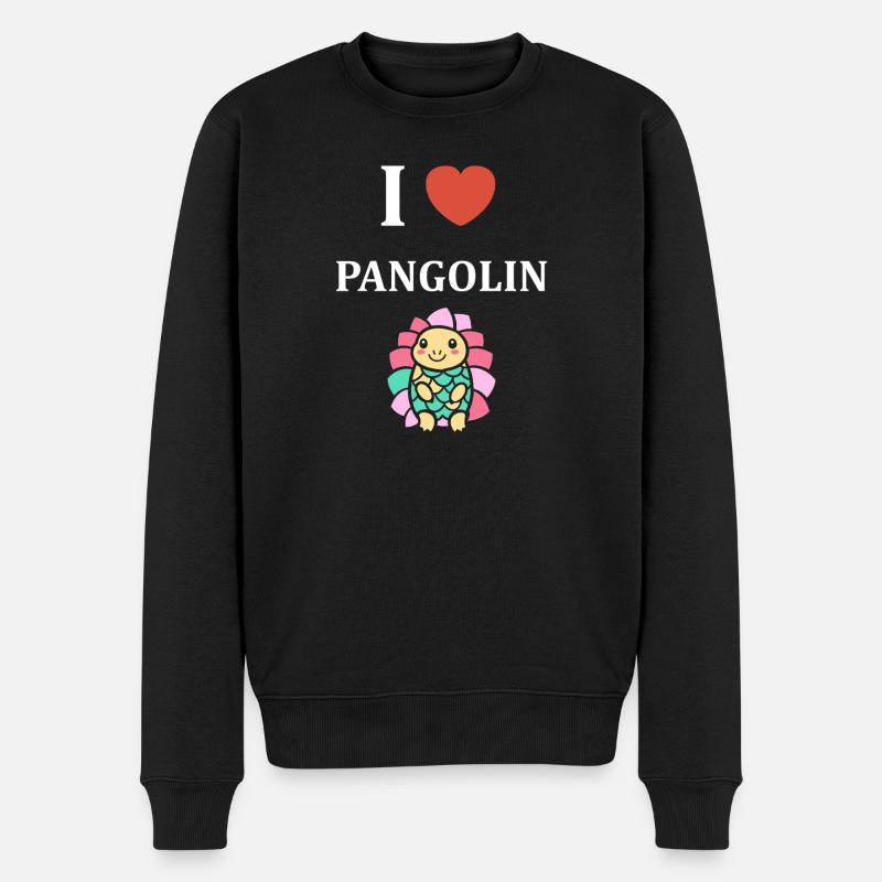 Ich liebe Pangolin TShirt Bunt - Männer Premium Bio Pullover - Schwarz