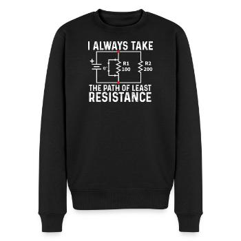 Nimm den Weg des geringsten Widerstands Ohm Witz - Männer Premium Bio Pullover - Schwarz - Vorne - Nico (187cm)