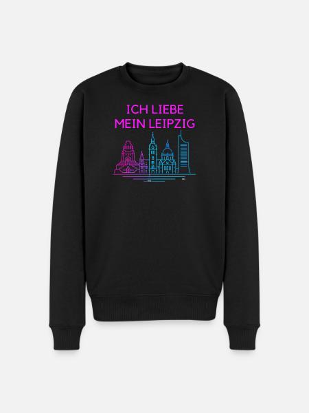 I love my Leipzig Neon Skyline - Men's Premium Organic Jumper - black