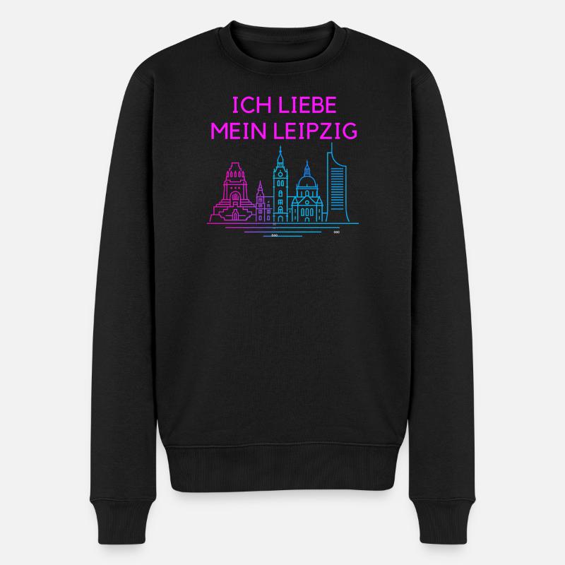 J’adore ma Leipzig Neon Skyline - Pull Premium bio Homme - noir