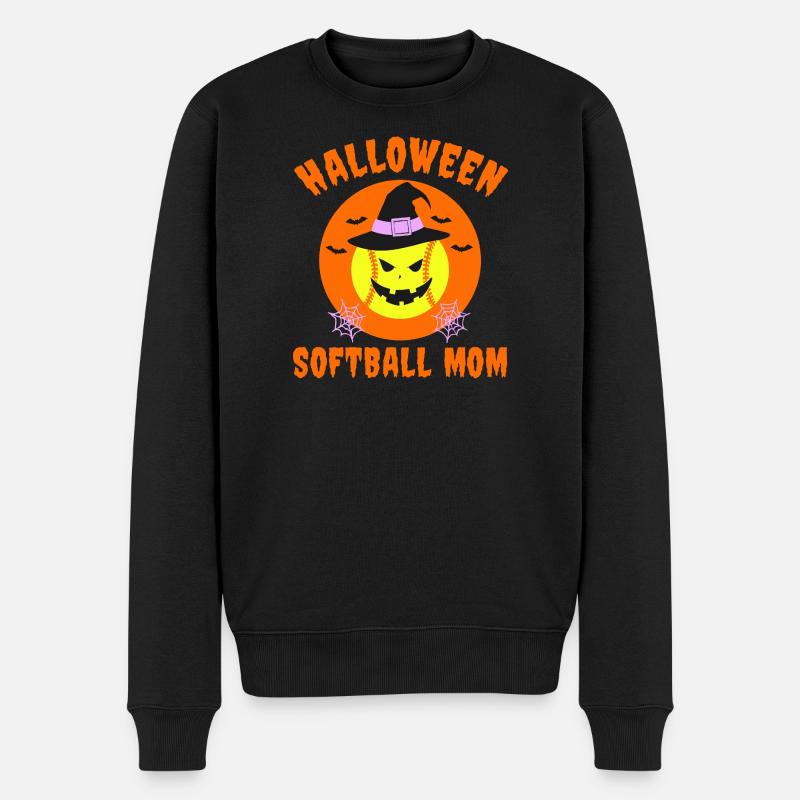 Halloween Softball Mama Design - Männer Premium Bio Pullover - Schwarz