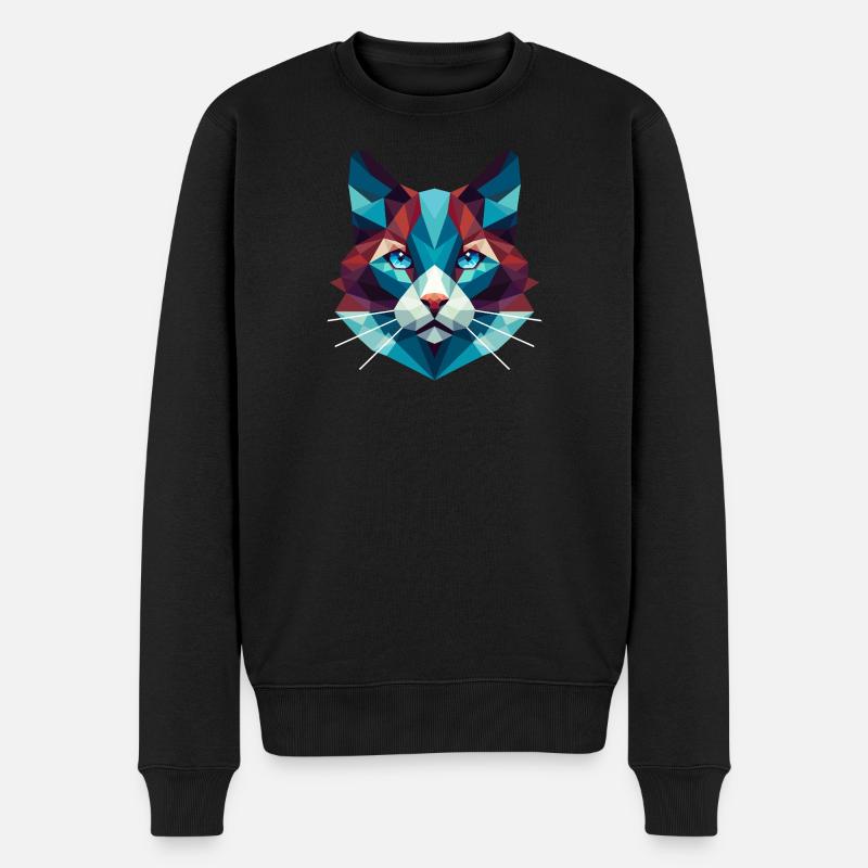Cat Lowpoly - Pull Premium bio Homme - noir