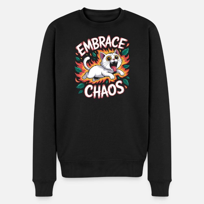 Embrace Chaos - T-shirt chat drôle - Pull Premium bio Homme - noir