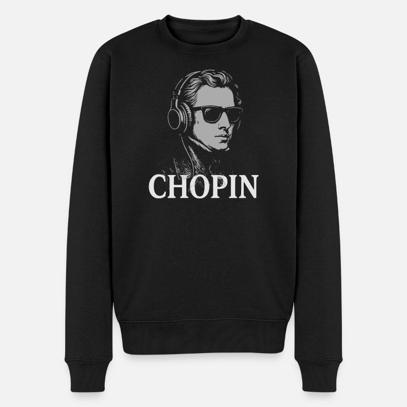 Chopin Vibed Porträt - Männer Premium Bio Pullover - Schwarz