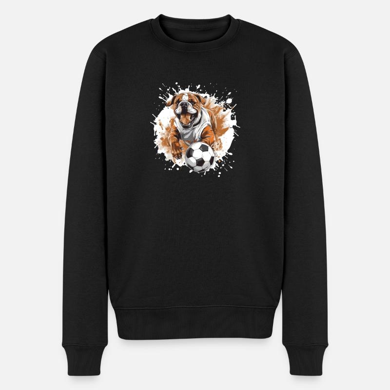 Bulldog Hund Fussball Team - Männer Premium Bio Pullover - Schwarz