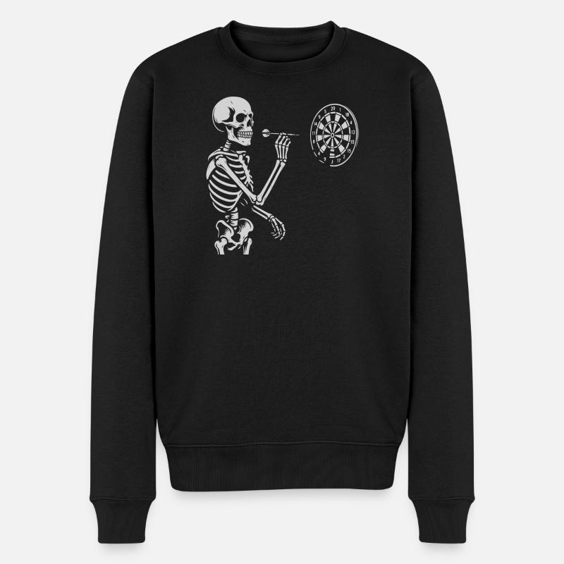 Skeleton jouant aux fléchettes - Pull Premium bio Homme - noir