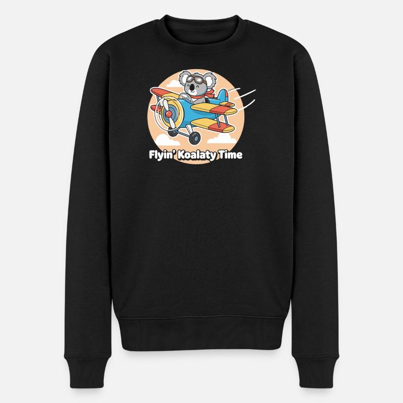 Koala Fliegerabenteuer - Männer Premium Bio Pullover - Schwarz